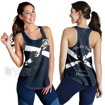 Fletcher Tartan Lion Rampant Women's Racerback Tanks  Proudly Display Your Heritage with Alba Gu Brath and Clan Name