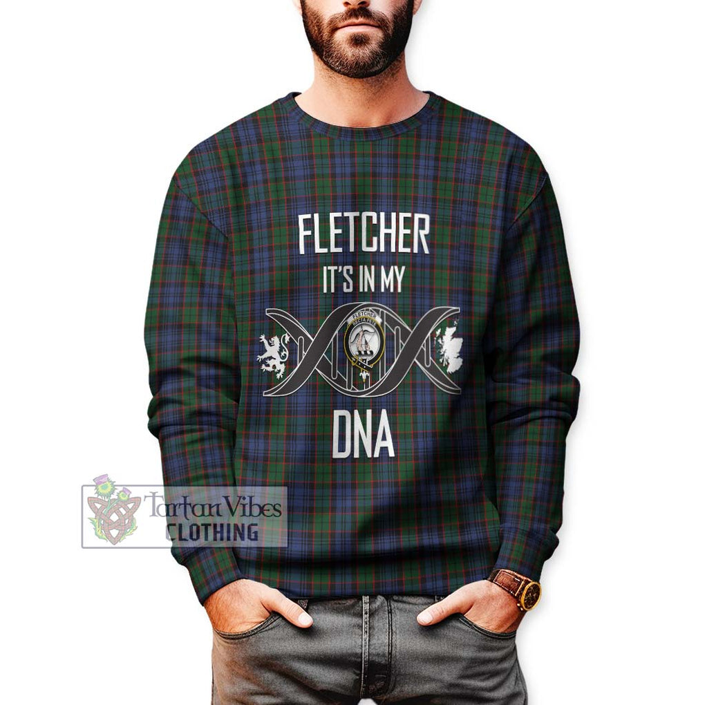 Fletcher Tartan Sweatshirt with Family Crest DNA In Me Style Unisex - Tartanvibesclothing Shop