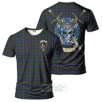 Fletcher Tartan T-Shirt with Family Crest Celtic Skull Style