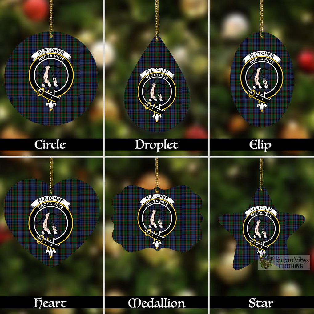 Tartan Vibes Clothing Fletcher Tartan Christmas Aluminium Ornament with Family Crest