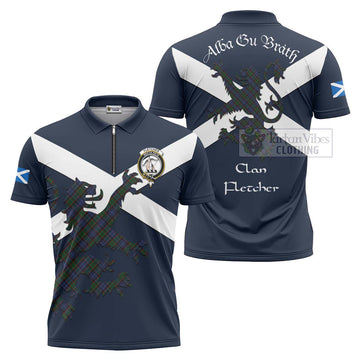 Fletcher Tartan Lion Rampant Zipper Polo Shirt Proudly Display Your Heritage with Alba Gu Brath and Clan Name