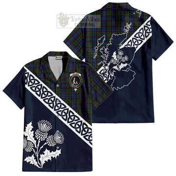 Fletcher Tartan Short Sleeve Button Shirt Featuring Thistle and Scotland Map