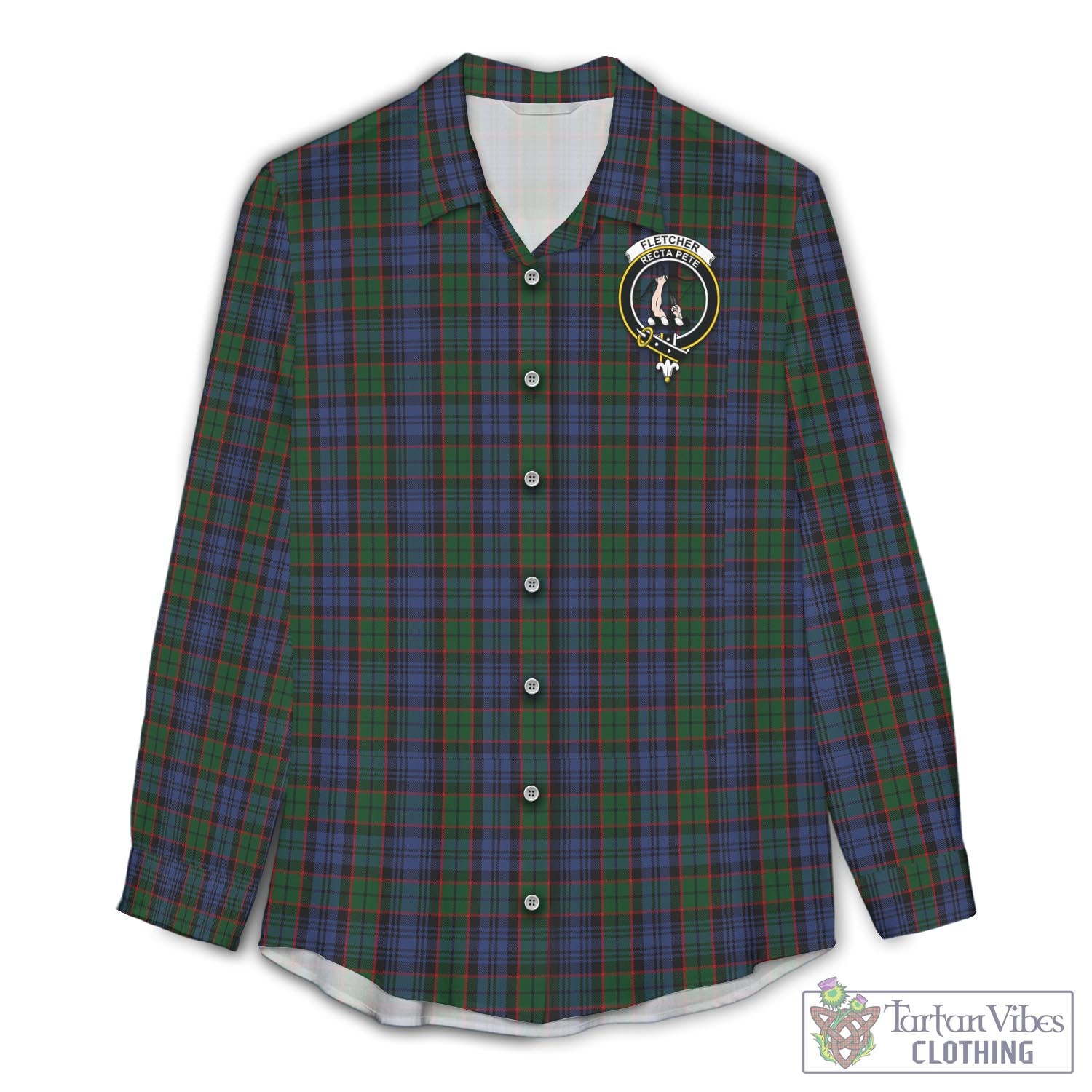 Tartan Vibes Clothing Fletcher Tartan Womens Casual Shirt with Family Crest