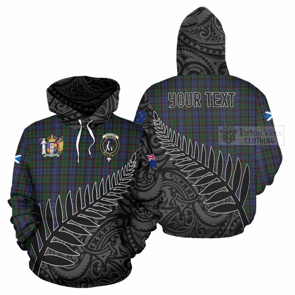 Tartan Vibes Clothing Fletcher Crest Tartan Hoodie with New Zealand Silver Fern Half Style