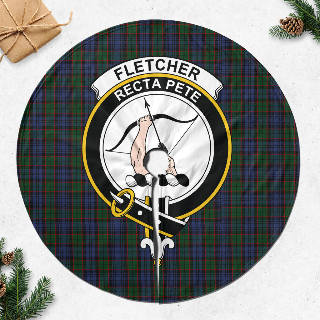 Fletcher Tartan Christmas Tree Skirt with Family Crest - Tartanvibesclothing