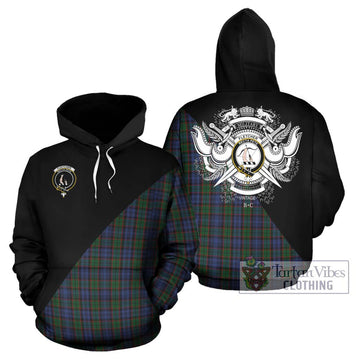 Fletcher Tartan Hoodie with Family Crest and Military Logo Style