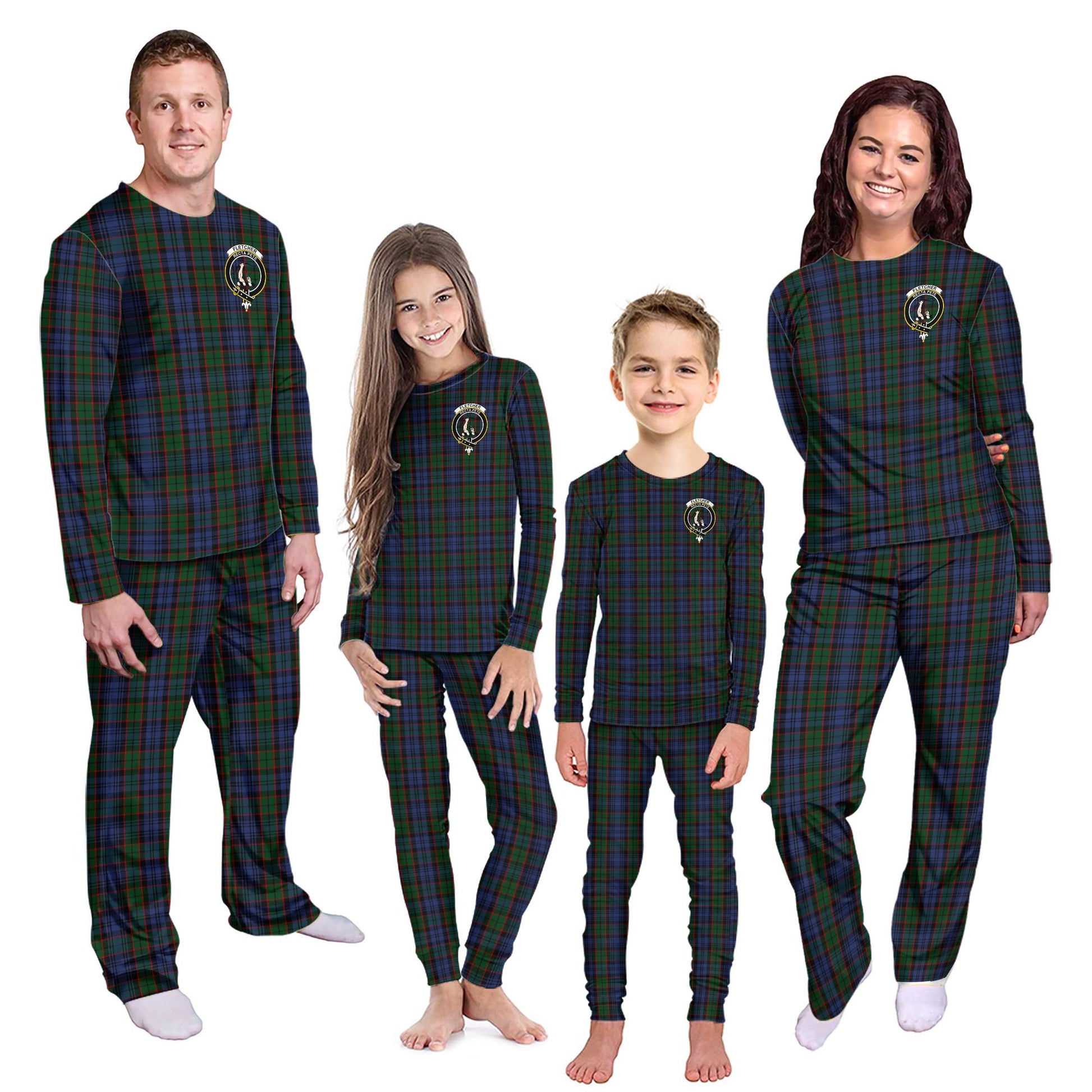 Fletcher Tartan Pajamas Family Set with Family Crest Kid - Tartan Vibes Clothing