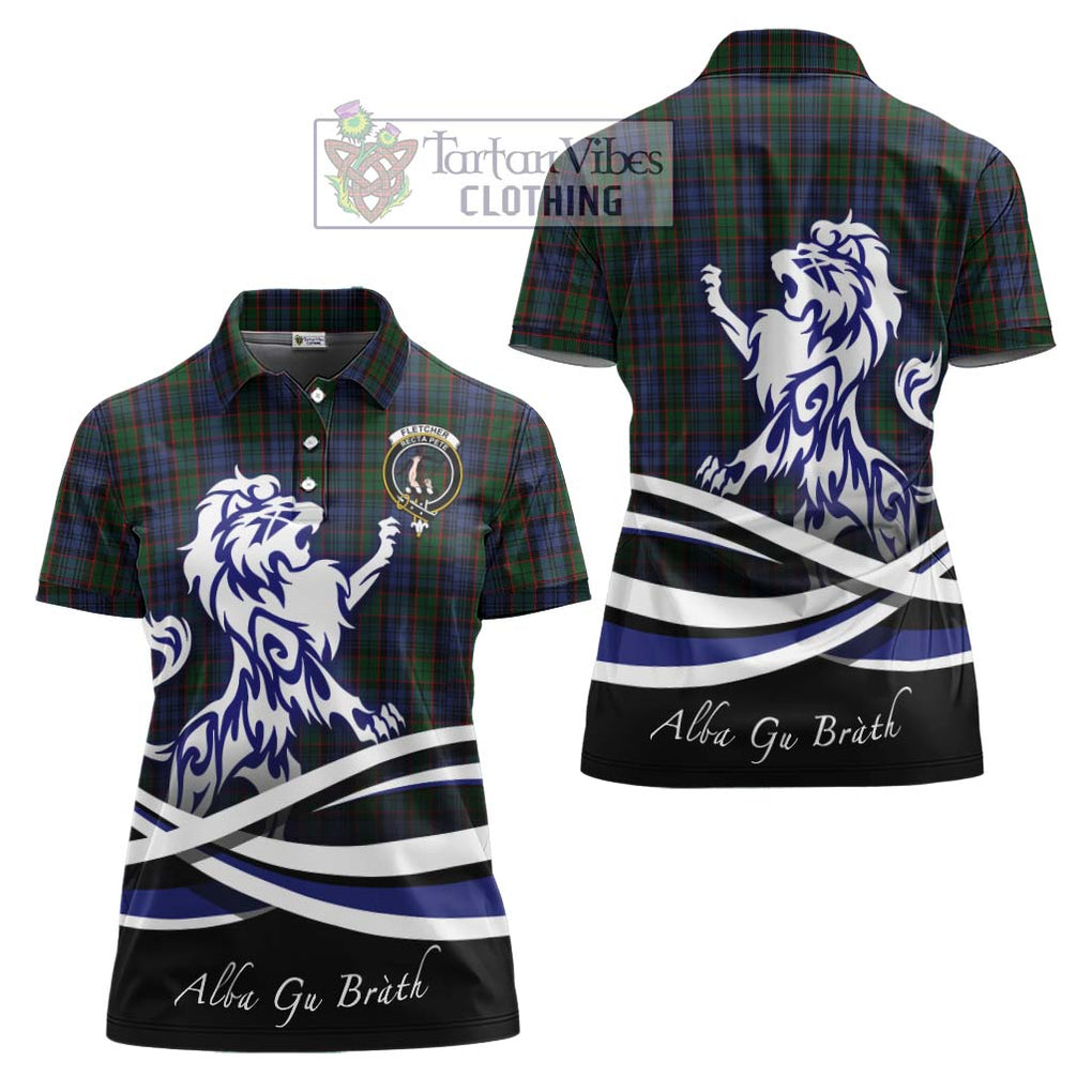 Fletcher Tartan Women's Polo Shirt with Alba Gu Brath Regal Lion Emblem Women - Tartanvibesclothing Shop