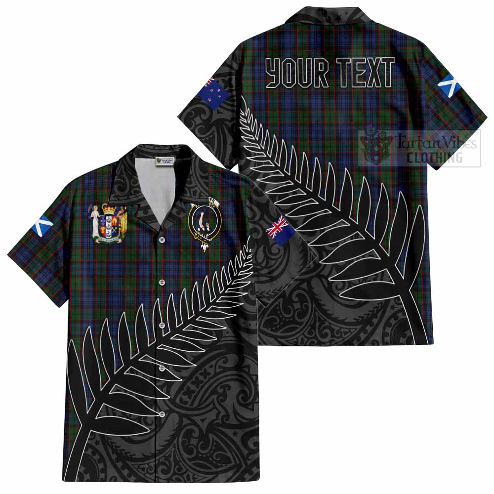 Tartan Vibes Clothing Fletcher Crest Tartan Short Sleeve Button Shirt with New Zealand Silver Fern Half Style