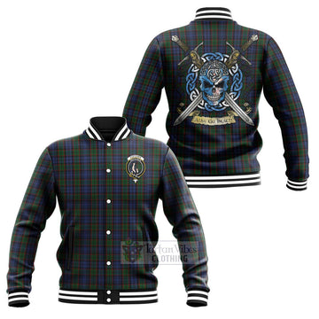 Fletcher Tartan Baseball Jacket with Family Crest Celtic Skull Style