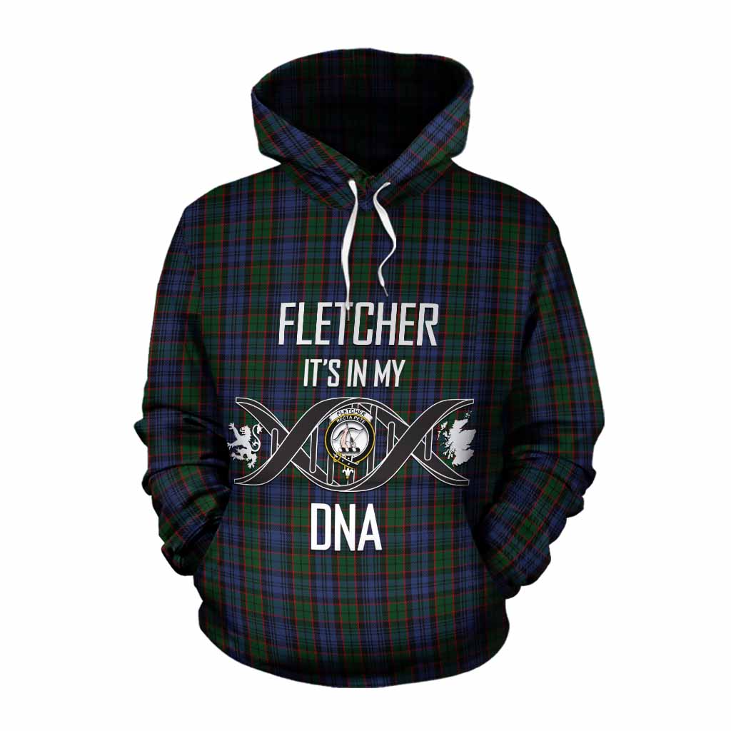 Tartan Vibes Clothing Fletcher Tartan Cotton Hoodie with Family Crest DNA In Me Style