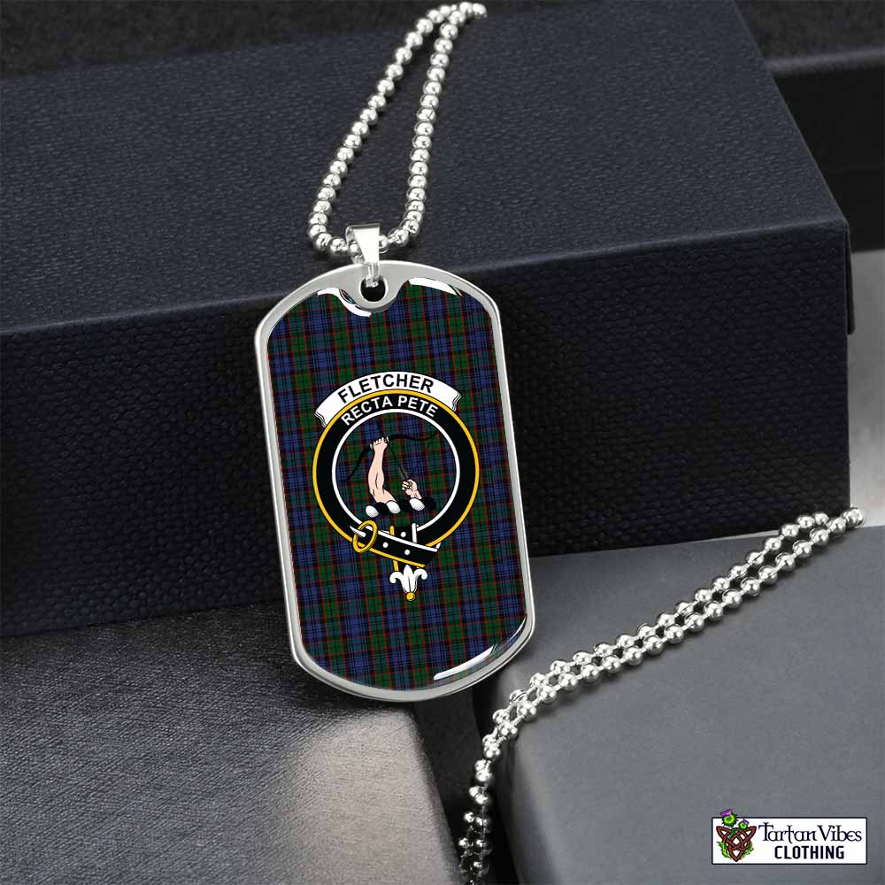 Tartan Vibes Clothing Fletcher Tartan Dog Tag Necklace with Family Crest