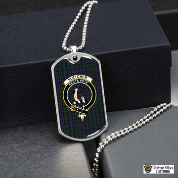 Fletcher Tartan Dog Tag Necklace with Family Crest