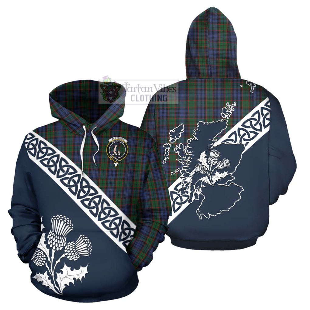 Fletcher Tartan Hoodie Featuring Thistle and Scotland Map Zip Hoodie - Tartan Vibes Clothing