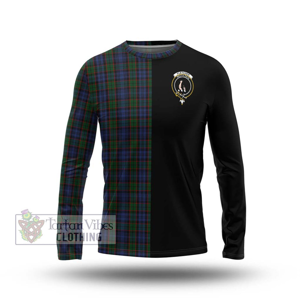 Fletcher Tartan Long Sleeve T-Shirt with Family Crest and Half Of Me Style Unisex - Tartanvibesclothing Shop