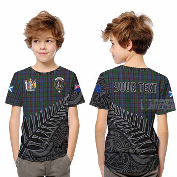 Fletcher Crest Tartan Kid T-Shirt with New Zealand Silver Fern Half Style Youth XL Size14 - Tartan Vibes Clothing