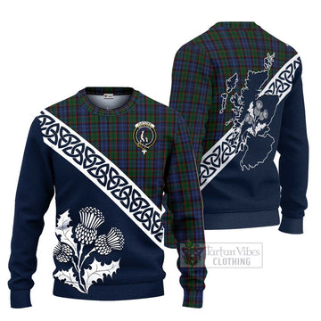 Fletcher Tartan Ugly Sweater Featuring Thistle and Scotland Map