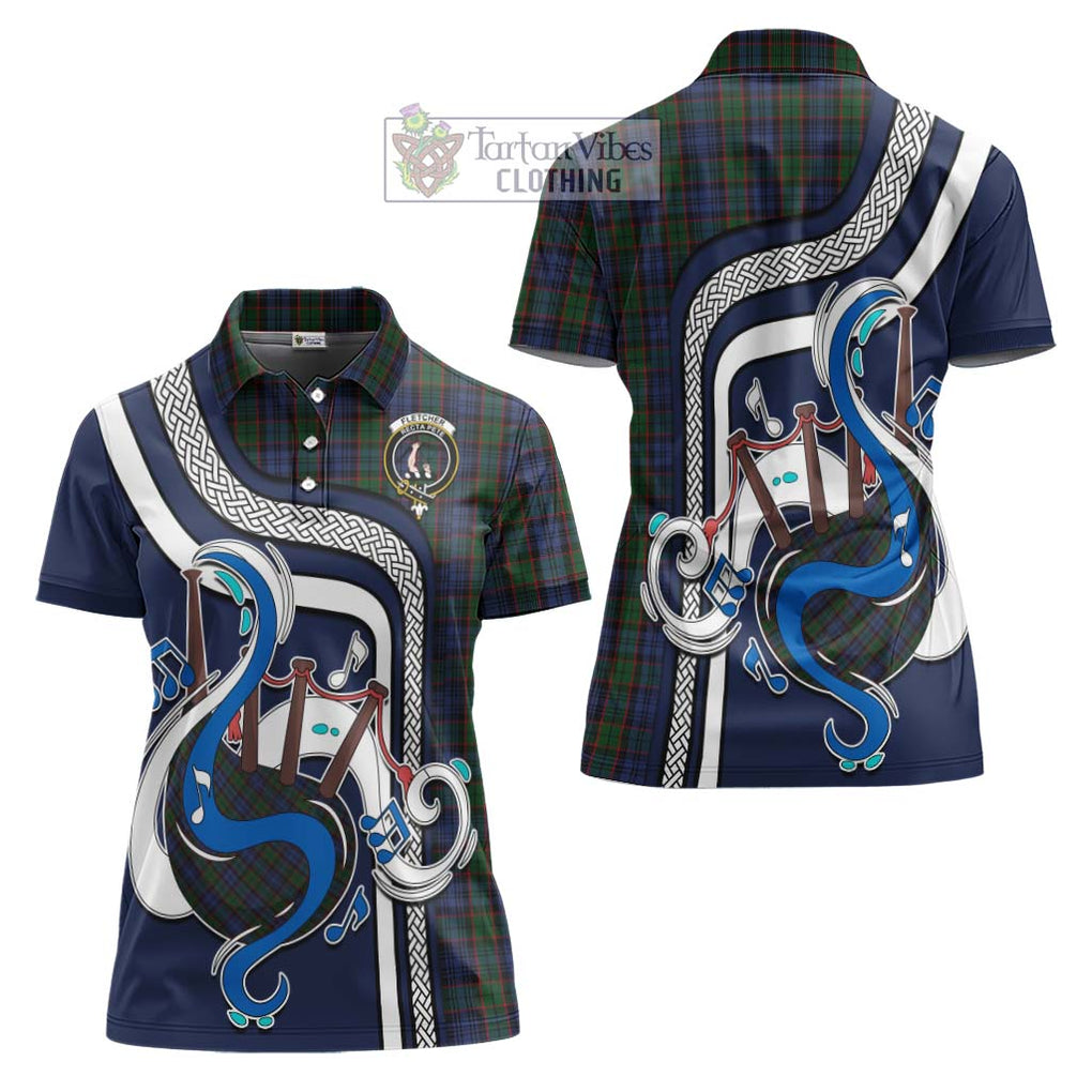 Fletcher Tartan Women's Polo Shirt with Epic Bagpipe Style Women - Tartanvibesclothing Shop