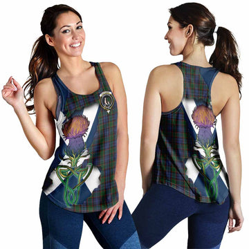 Fletcher Tartan Family Crest Women's Racerback Tanks Scottish Thistle Celtic Inspired