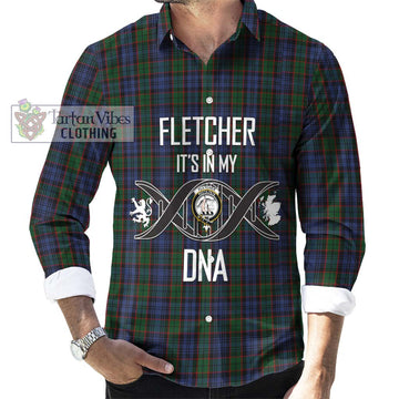 Fletcher Tartan Long Sleeve Button Shirt with Family Crest DNA In Me Style