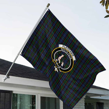 Fletcher Tartan House Flag with Family Crest