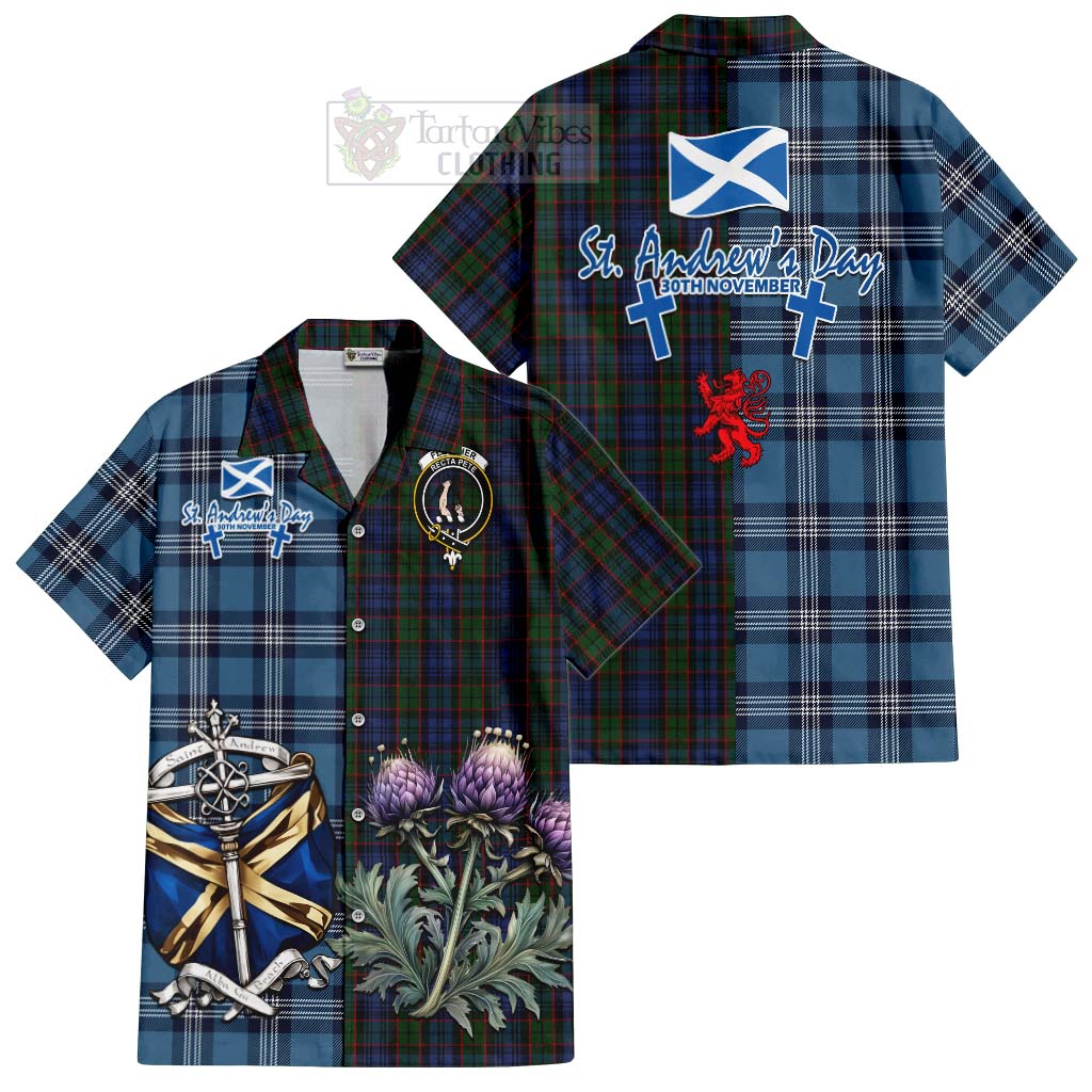 Fletcher Tartan Hawaiian Shirt Happy St. Andrew's Day Half Tartan Style Kid - Tartan Vibes Clothing