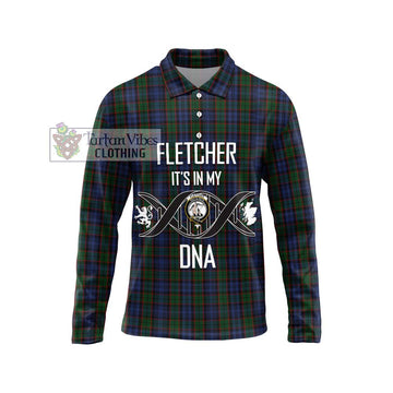 Fletcher Tartan Long Sleeve Polo Shirt with Family Crest DNA In Me Style