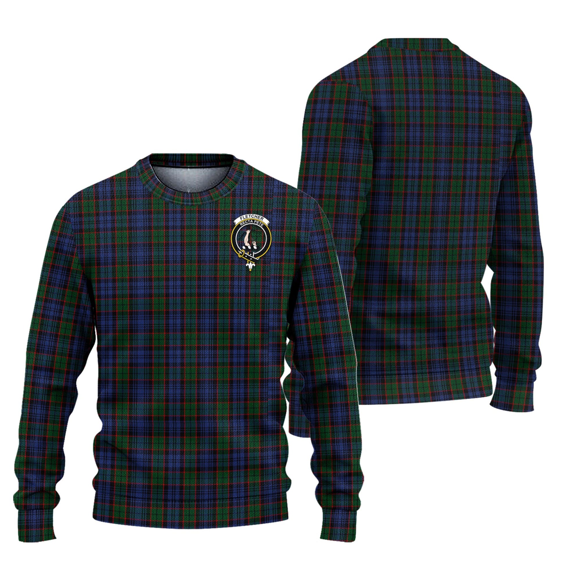 Fletcher Tartan Knitted Sweater with Family Crest Unisex - Tartanvibesclothing