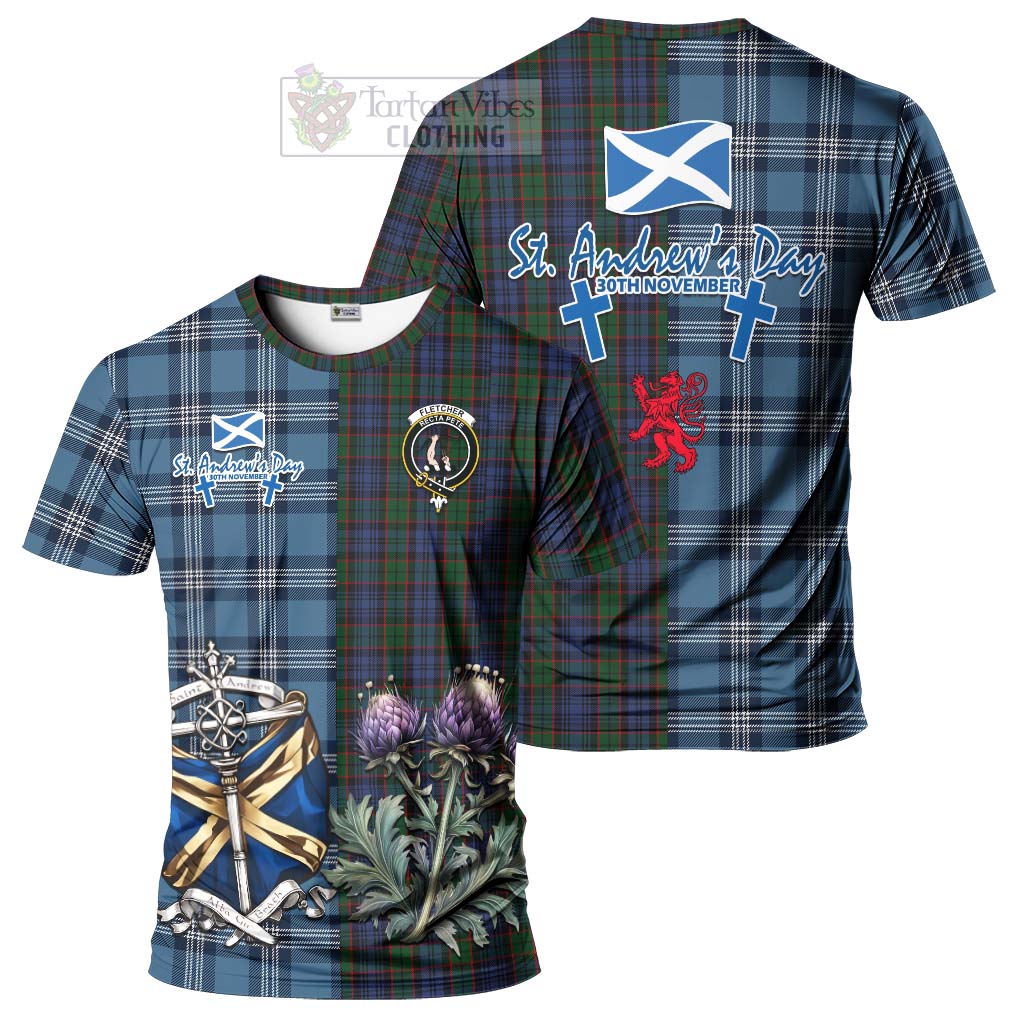 Tartan Vibes Clothing Fletcher Tartan T-Shirt Happy St. Andrew's Day Half Tartan Style