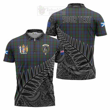 Fletcher Crest Tartan Zipper Polo Shirt with New Zealand Silver Fern Half Style