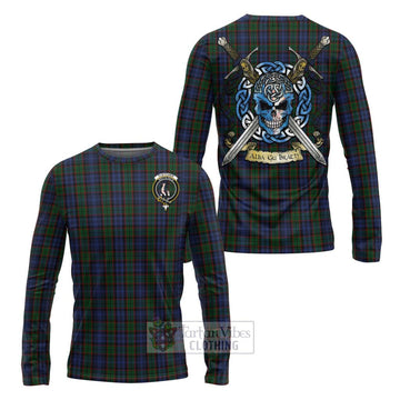 Fletcher Tartan Long Sleeve T-Shirt with Family Crest Celtic Skull Style