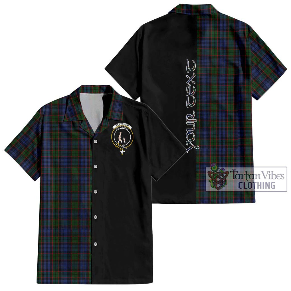 Fletcher Tartan Short Sleeve Button Shirt with Family Crest and Half Of Me Style Kid - Tartanvibesclothing Shop