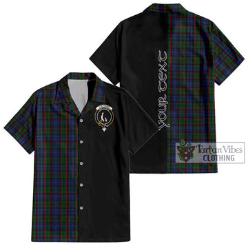 Fletcher Tartan Short Sleeve Button Shirt with Family Crest and Half Of Me Style