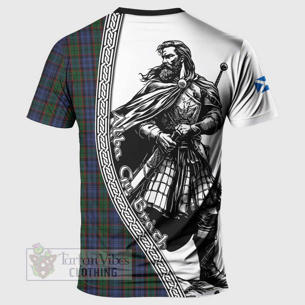 Tartan Vibes Clothing Fletcher Tartan Clan Crest T-Shirt with Highlander Warrior Celtic Style