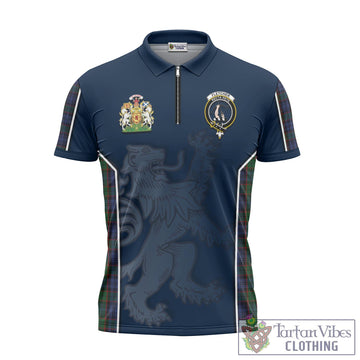 Fletcher Tartan Zipper Polo Shirt with Family Crest and Lion Rampant Vibes Sport Style