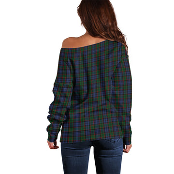 Fletcher Tartan Off Shoulder Women Sweater with Family Crest