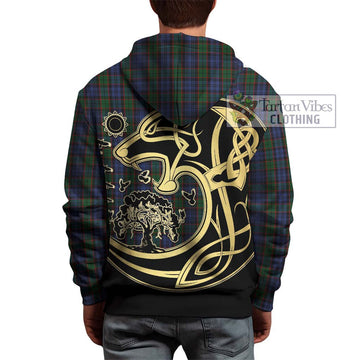 Fletcher Tartan Hoodie with Family Crest Celtic Wolf Style