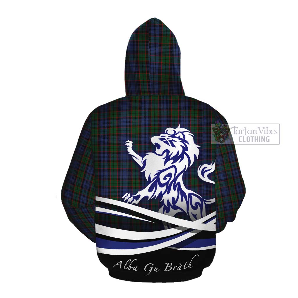 Tartan Vibes Clothing Fletcher Tartan Cotton Hoodie with Alba Gu Brath Regal Lion Emblem