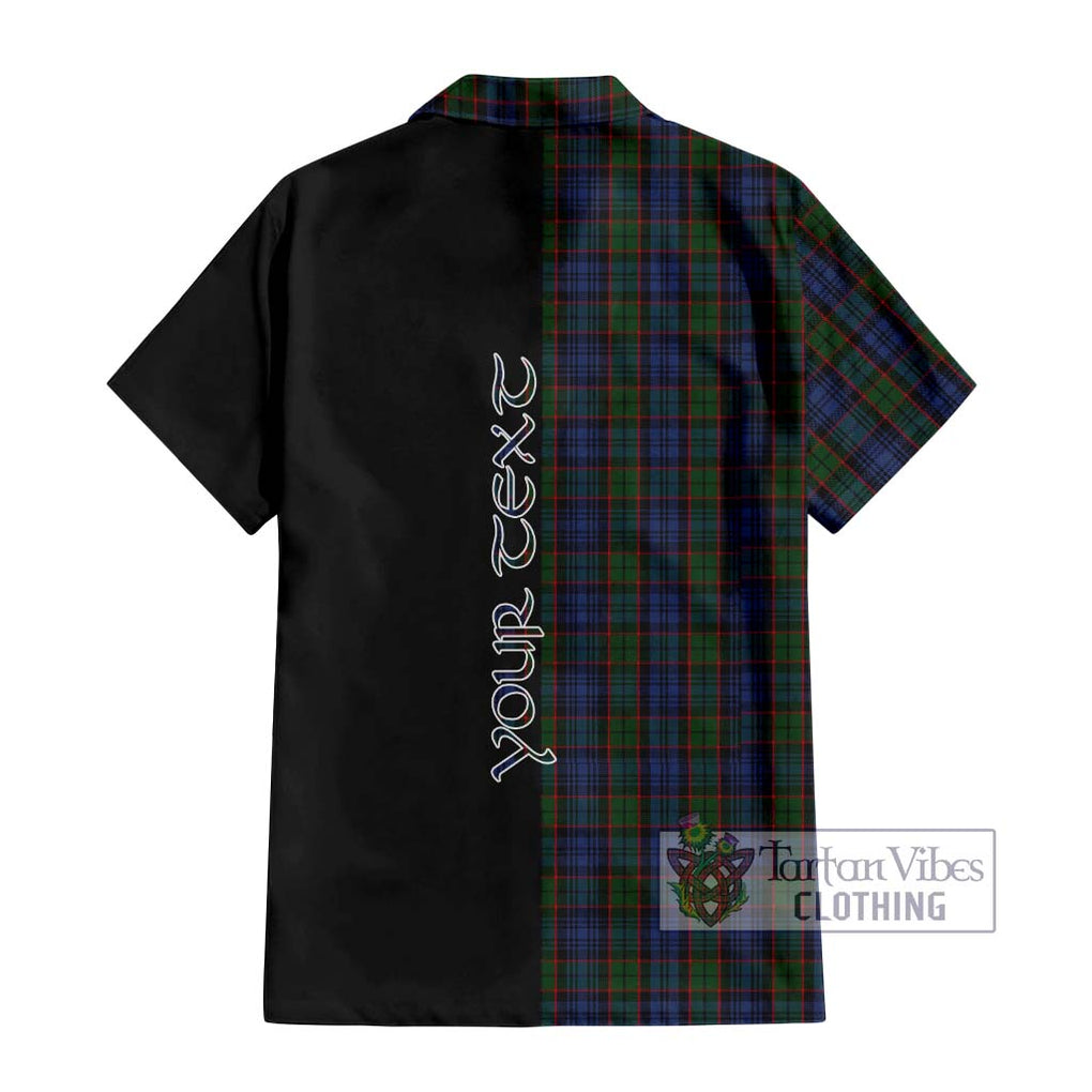 Fletcher Tartan Short Sleeve Button Shirt with Family Crest and Half Of Me Style - Tartanvibesclothing Shop