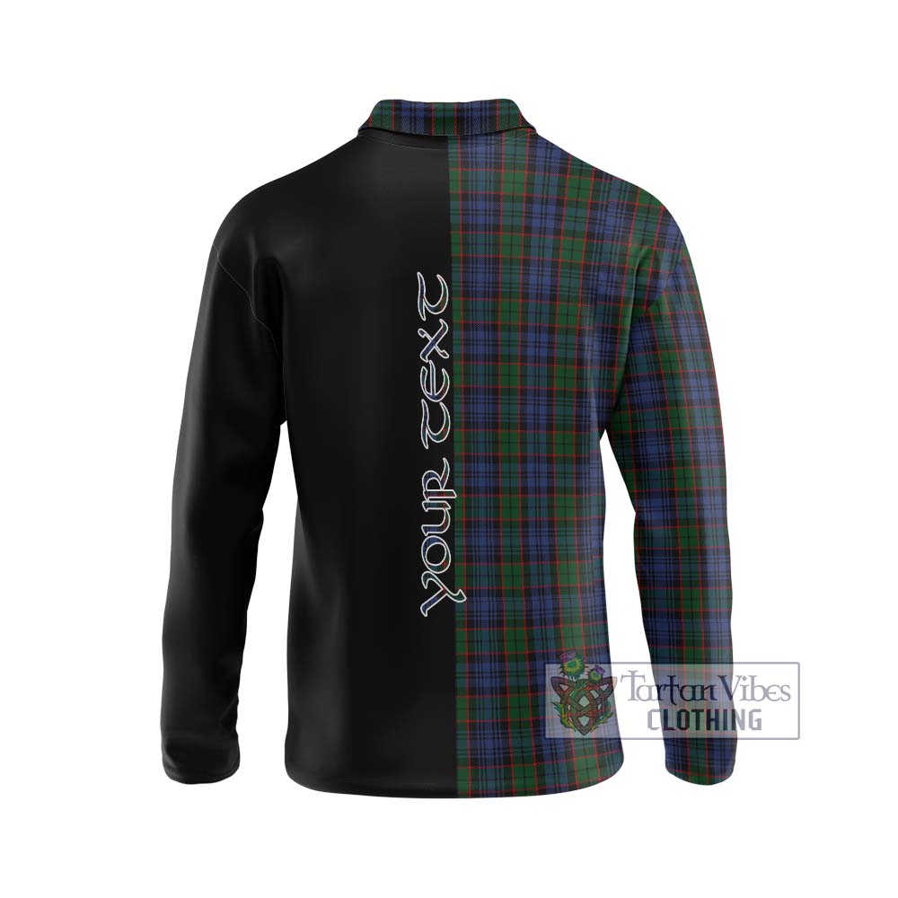 Fletcher Tartan Long Sleeve Polo Shirt with Family Crest and Half Of Me Style - Tartanvibesclothing Shop