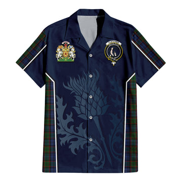 Fletcher Tartan Short Sleeve Button Up Shirt with Family Crest and Scottish Thistle Vibes Sport Style