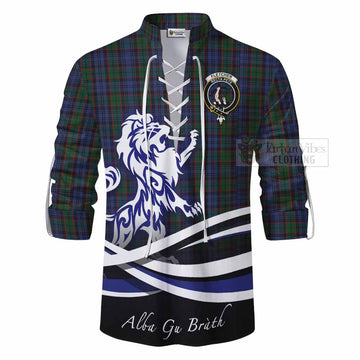 Fletcher Tartan Ghillie Kilt Shirt with Alba Gu Brath Regal Lion Emblem