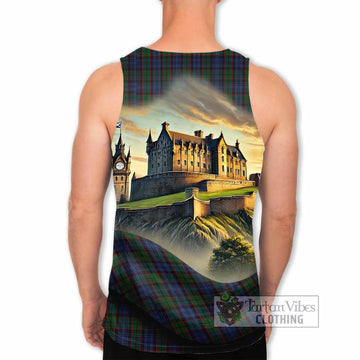 Fletcher Tartan Family Crest Men's Tank Top with Scottish Ancient Castle Style - Tartan Vibes Clothing