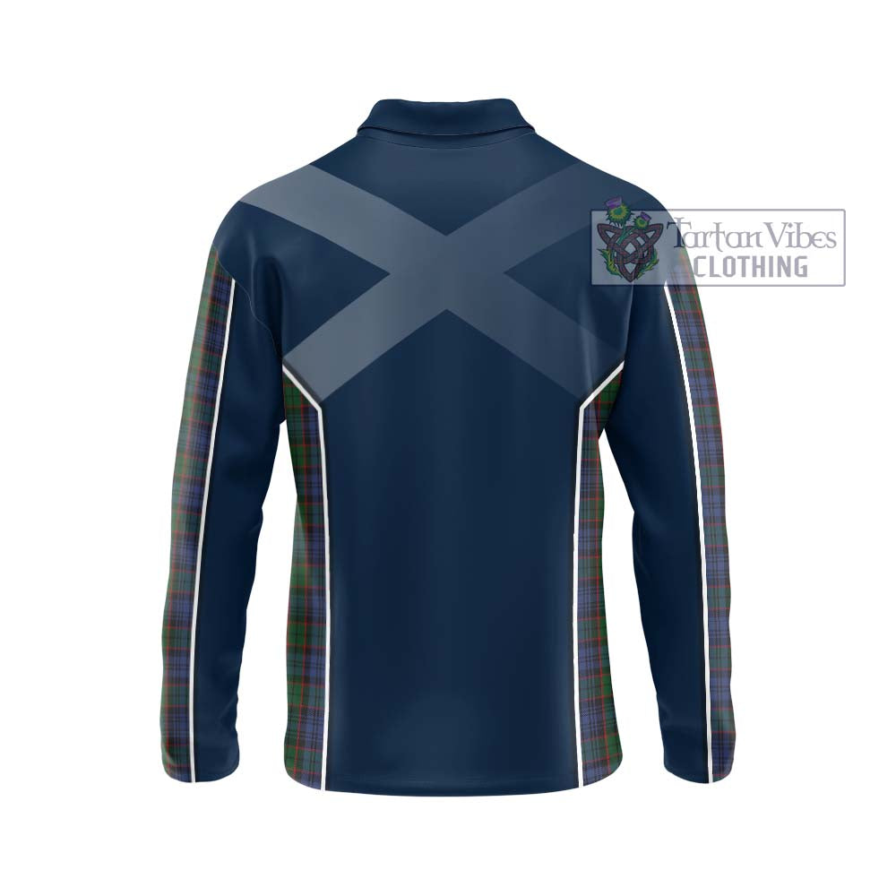 Fletcher Tartan Long Sleeve Polo Shirt with Family Crest and Lion Rampant Vibes Sport Style - Tartan Vibes Clothing