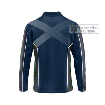 Fletcher Tartan Long Sleeve Polo Shirt with Family Crest and Lion Rampant Vibes Sport Style