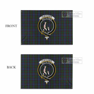 Fletcher Tartan House Flag with Family Crest