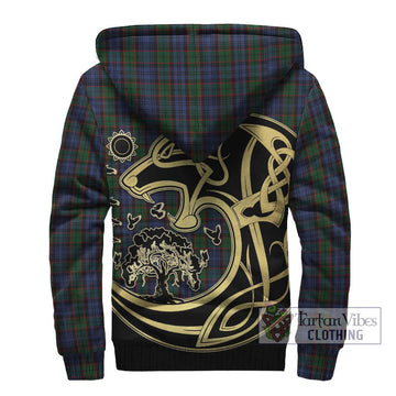 Fletcher Tartan Sherpa Hoodie with Family Crest Celtic Wolf Style