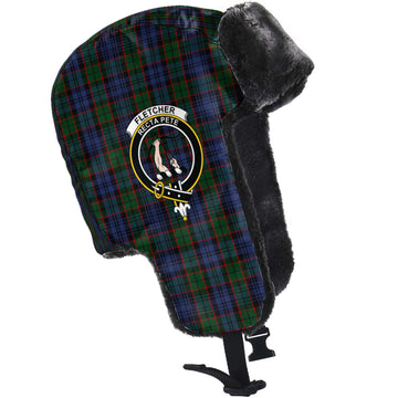 Fletcher Tartan Winter Trapper Hat with Family Crest