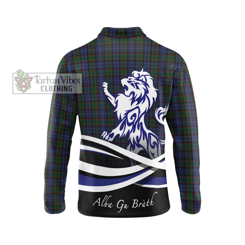 Fletcher Tartan Long Sleeve Polo Shirt with Alba Gu Brath Regal Lion Emblem - Tartanvibesclothing Shop