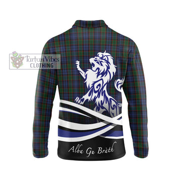 Fletcher Tartan Long Sleeve Polo Shirt with Alba Gu Brath Regal Lion Emblem